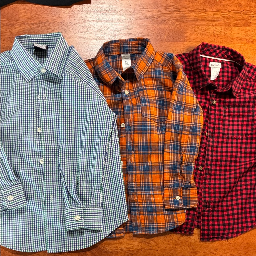 Izod Kids Checkered and Plaid Button Down Shirts - Green, Orange, Red